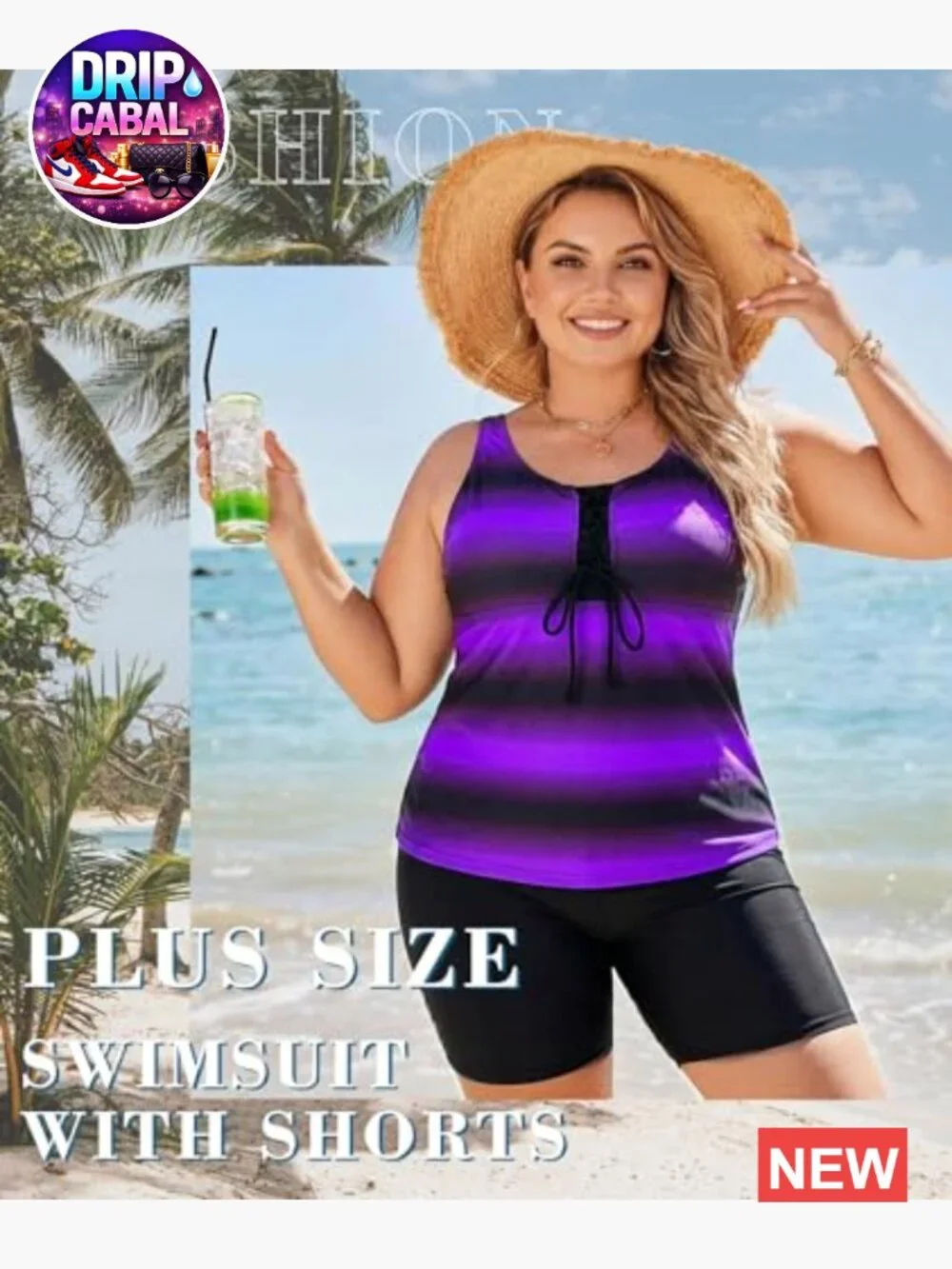 Plus Size Tankini Swimsuits with Capris Athletic Two Piece Bathing Suits - Picture 3 of 7